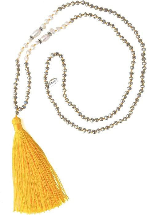 KELITCH Long Tassel Necklace Pendant Jewelry Pearl Crystal Necklace For Women Handmade Charm Fash... | Amazon (US)