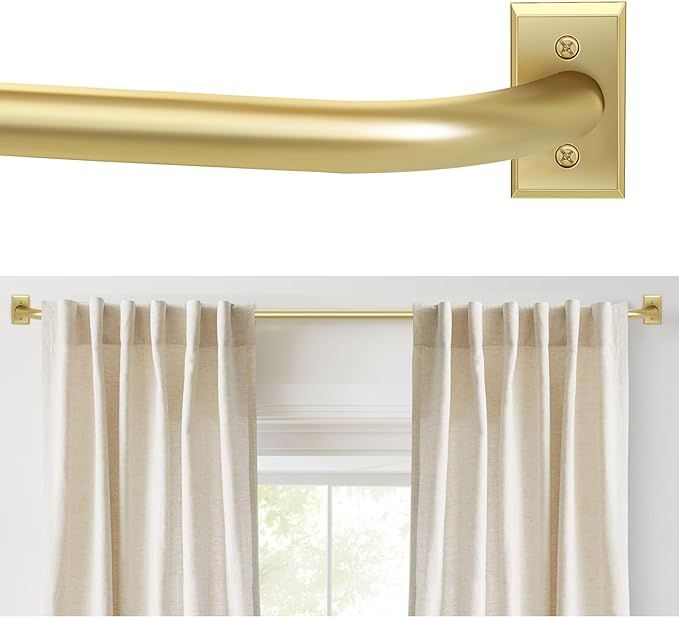 ZYRW Gold Wrap Around Curtain Rod for Windows 28-48 Inches, Room Darkening Drapery Rod, Heavy Dut... | Amazon (US)