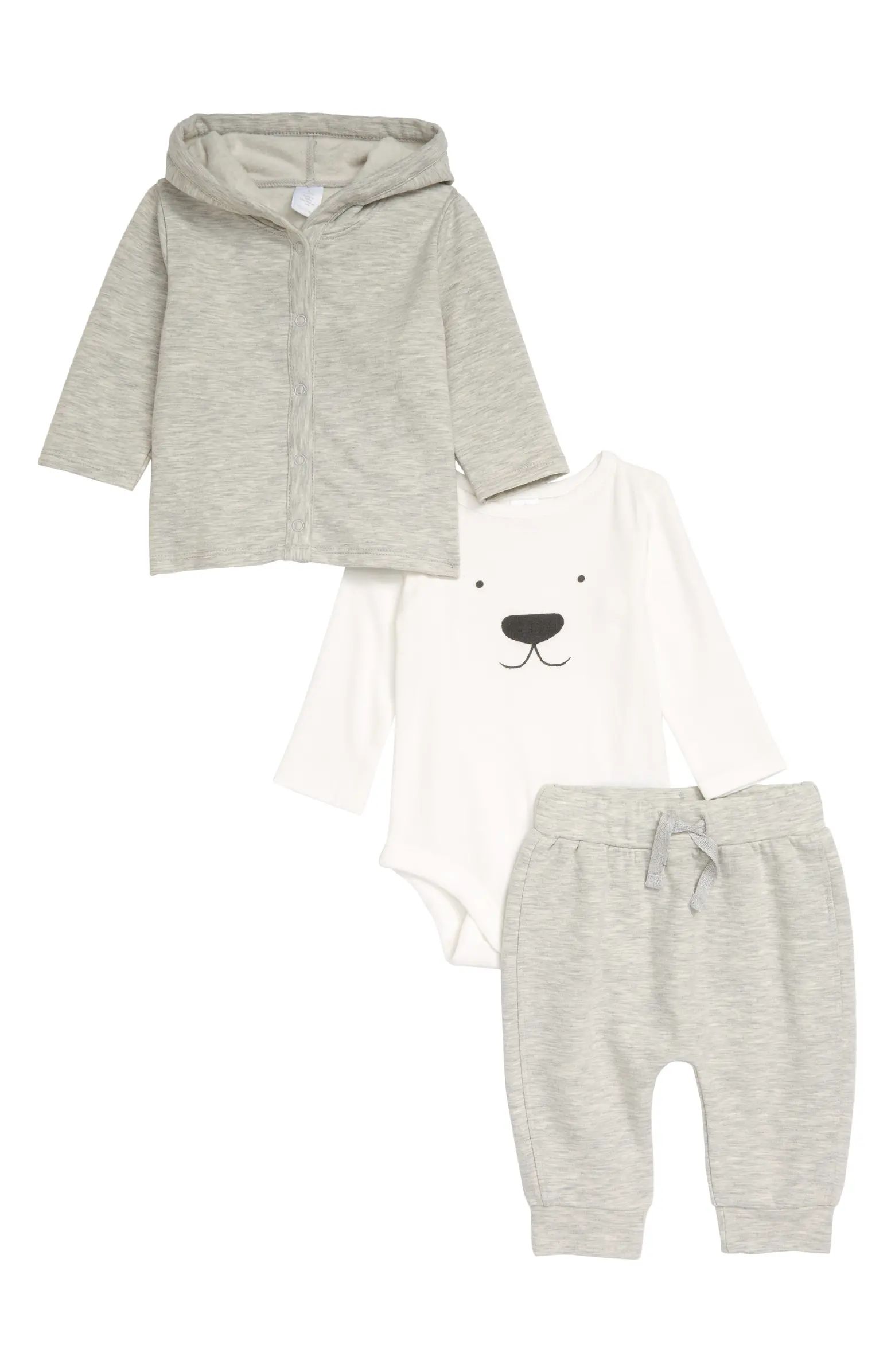 Snap Hoodie, Long Sleeve Bodysuit and Pants Set | Nordstrom