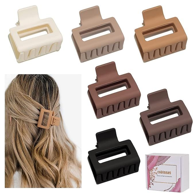 Medium Claw Hair Clips for Women Girls, 2" Matte Rectangle Small Hair Claw Clips for Thin/Medium ... | Amazon (US)