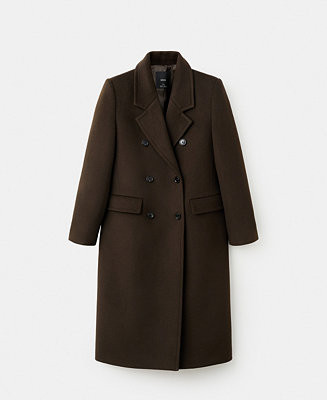 Mango Women's Double-Breasted Wool Coat - Macy's | Macy's