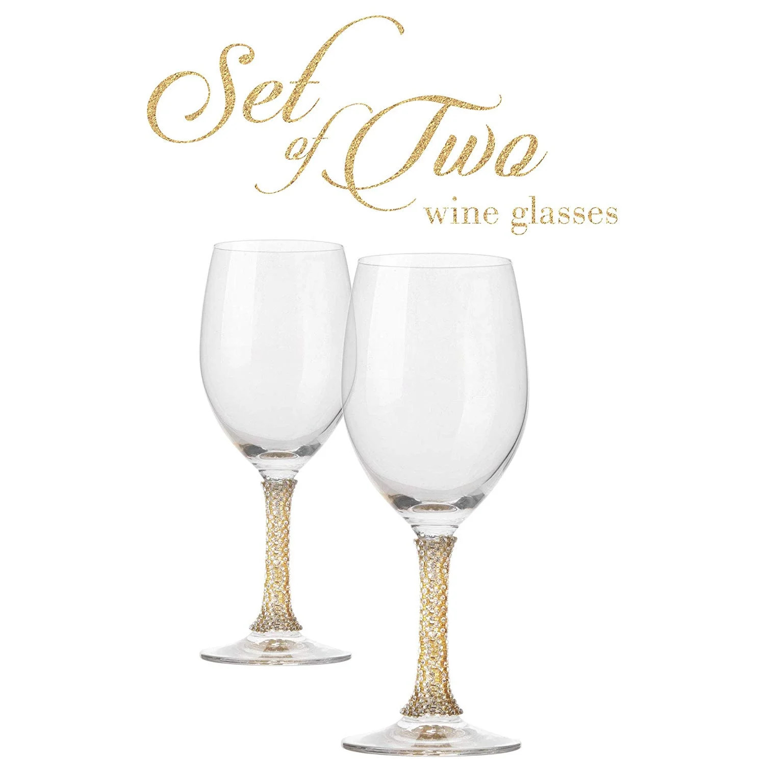 Cheer Collection Crystal Wine Glass with Gold Stem (Set of 6) | Walmart (US)