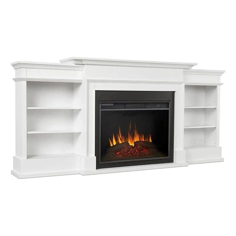Bowery Hill Modern Wood Electric Fireplace TV Stand for TVs up to 92" in White | Walmart (US)