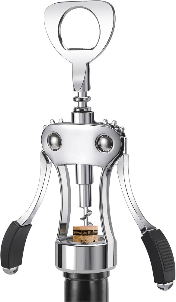 KORCCI Wine Opener, Heavy-Duty Zinc Alloy Wing Corkscrew, Premium Beer Bottle Opener, Multifunctional Wine Accessories with Ergonomic Handle and Sharp Screw, for Kitchen, Bar, Restaurant (SILVER) | Amazon (CA)