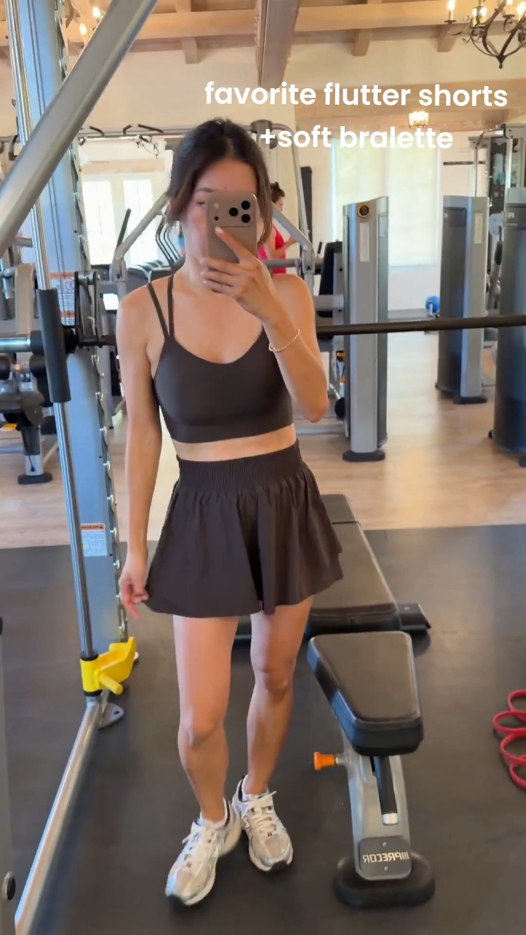 Size info below! 
• High-rise flutter shorts size XS. I sized up. XS waist measures 24” when not stretched. 
• Ribbed Like a Cloud Longline Bra size 4 I also sized up so it’s not snug. So lightweight soft and comfy. 
• New Balance 530 sneakers in Big Kids sz 3.5 = women’s 5. Big Kids sz 4 = womens 5.5/6 

Casual shorts, matching active set, athleisure, petite friendly easy mom outfits

#LTKPetite #LTKActive #LTKfitnessgoals