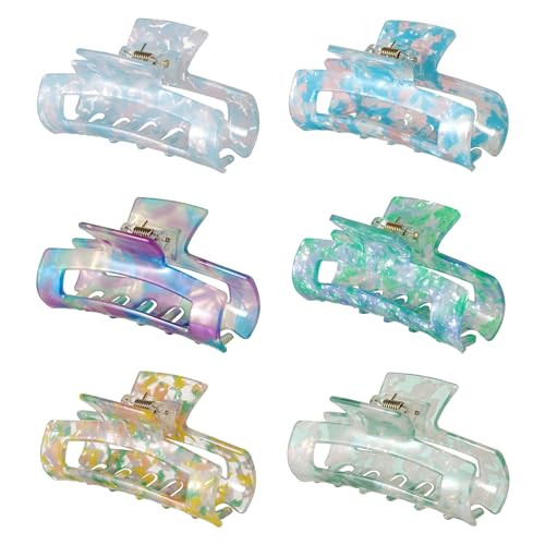 SL Sursarbelor 6 Pcs Hair Clip, Acetate Material, French Design Hair Jaw with Tortoise Celluloid Pattern, Medium Size Hair Claw Clips, for Girls and Women | Amazon (US)