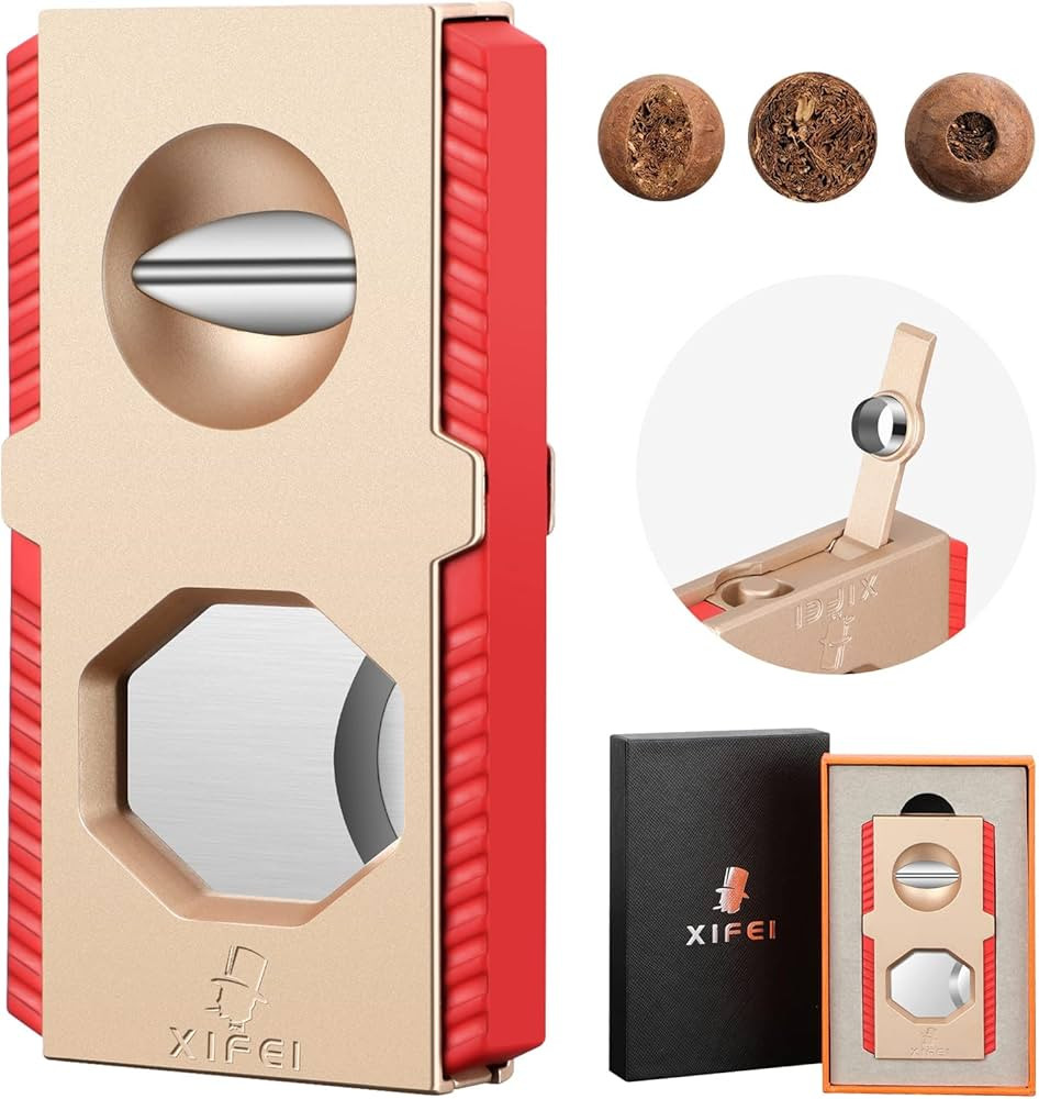 XIFEI Cigar Cutter V-Cut Guillotine 3 in 1 Straight Cut V Cutter with Cigar Punch Stainless Steel... | Amazon (US)