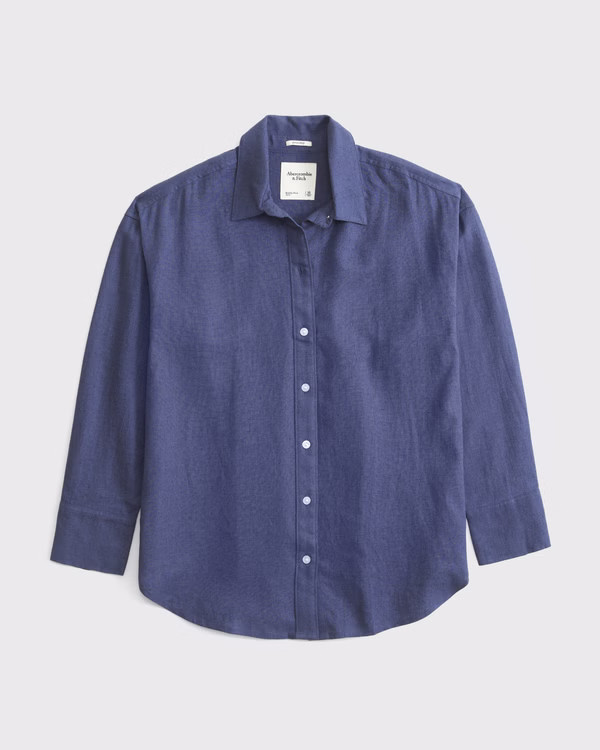 Women's Oversized Linen-Blend Shirt | Women's Clearance | Abercrombie.com | Abercrombie & Fitch (US)