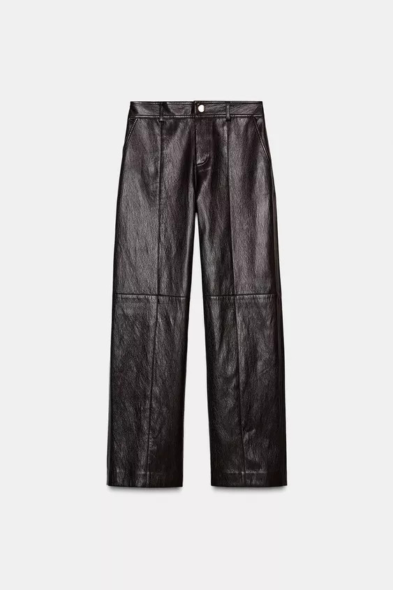 FAUX LEATHER STRAIGHT LEG PANTS | Zara US