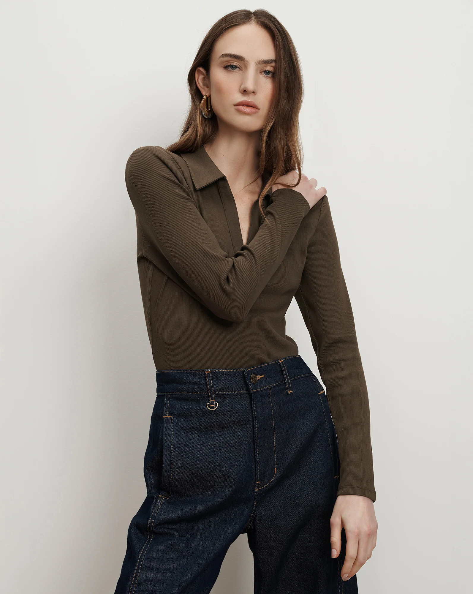 Kearney Long-Sleeve Polo | Veronica Beard