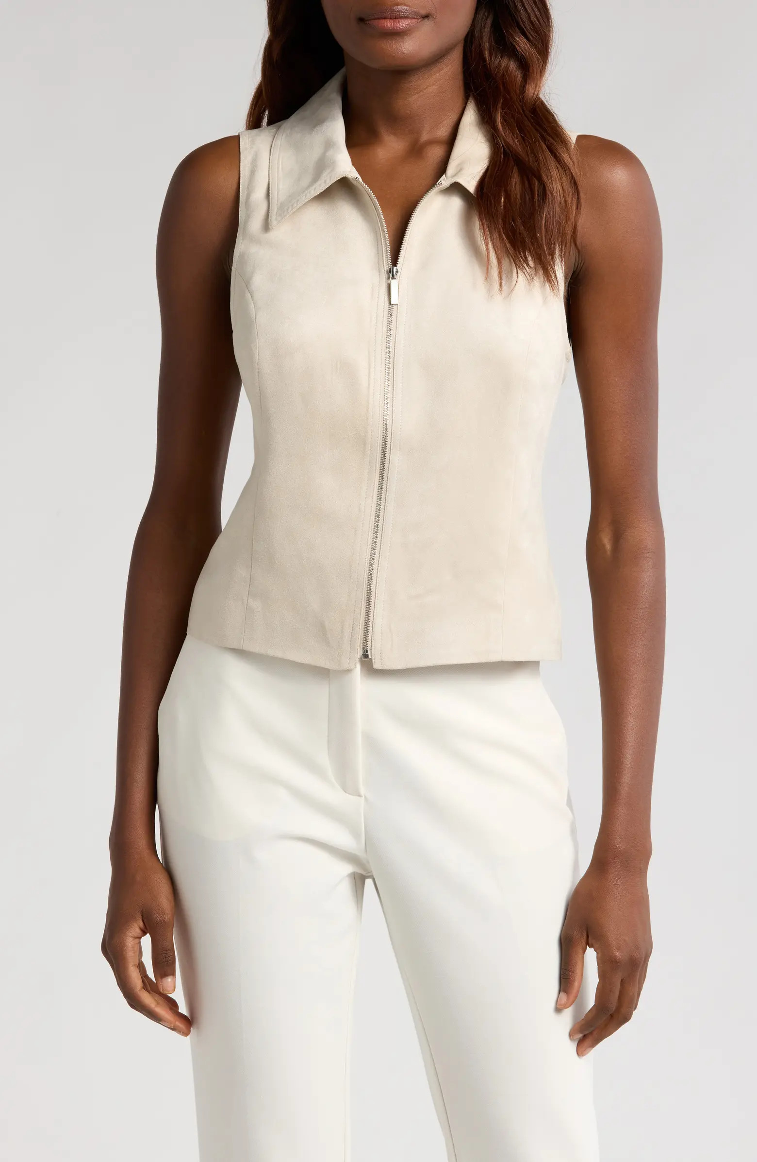 Faux Suede Zip Front Vest | Nordstrom