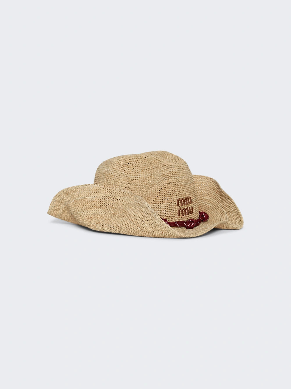 Raffia Hat Natural And Burgundy | The Webster