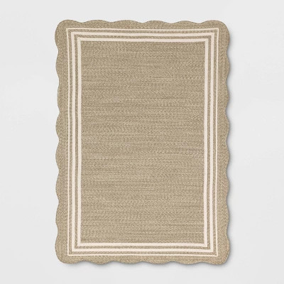 5'x7' Scalloped Edge Braided Outdoor Area Rug Natural - Threshold™ designed with Studio McGee | Target