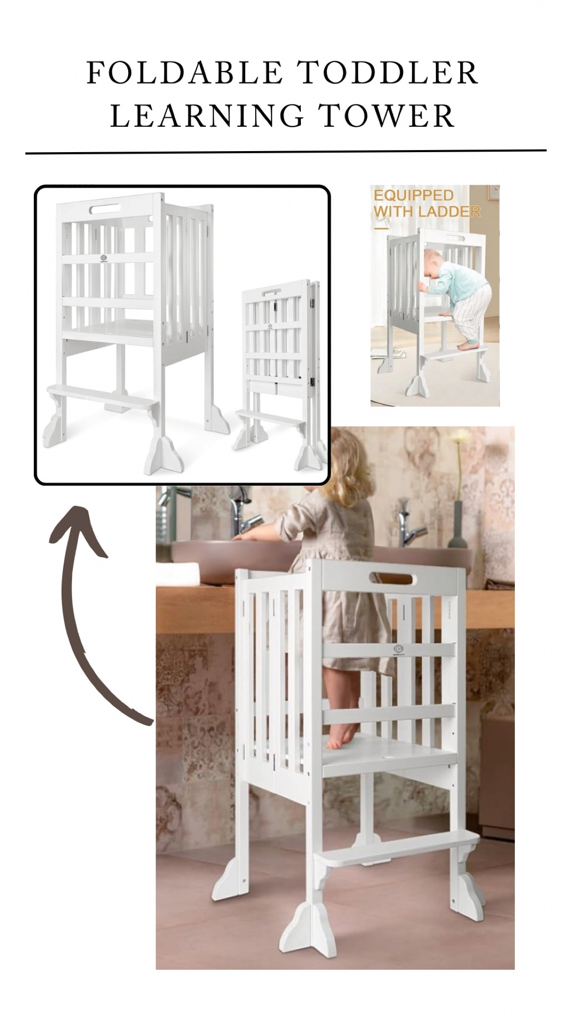 Foldable toddler learning tower 