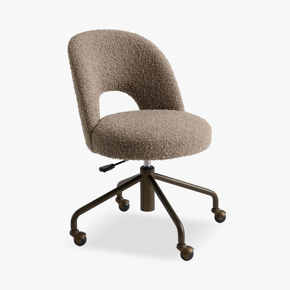 Performance Melange Boucle Latte Andie Swivel Desk Chair | Pottery Barn Teen