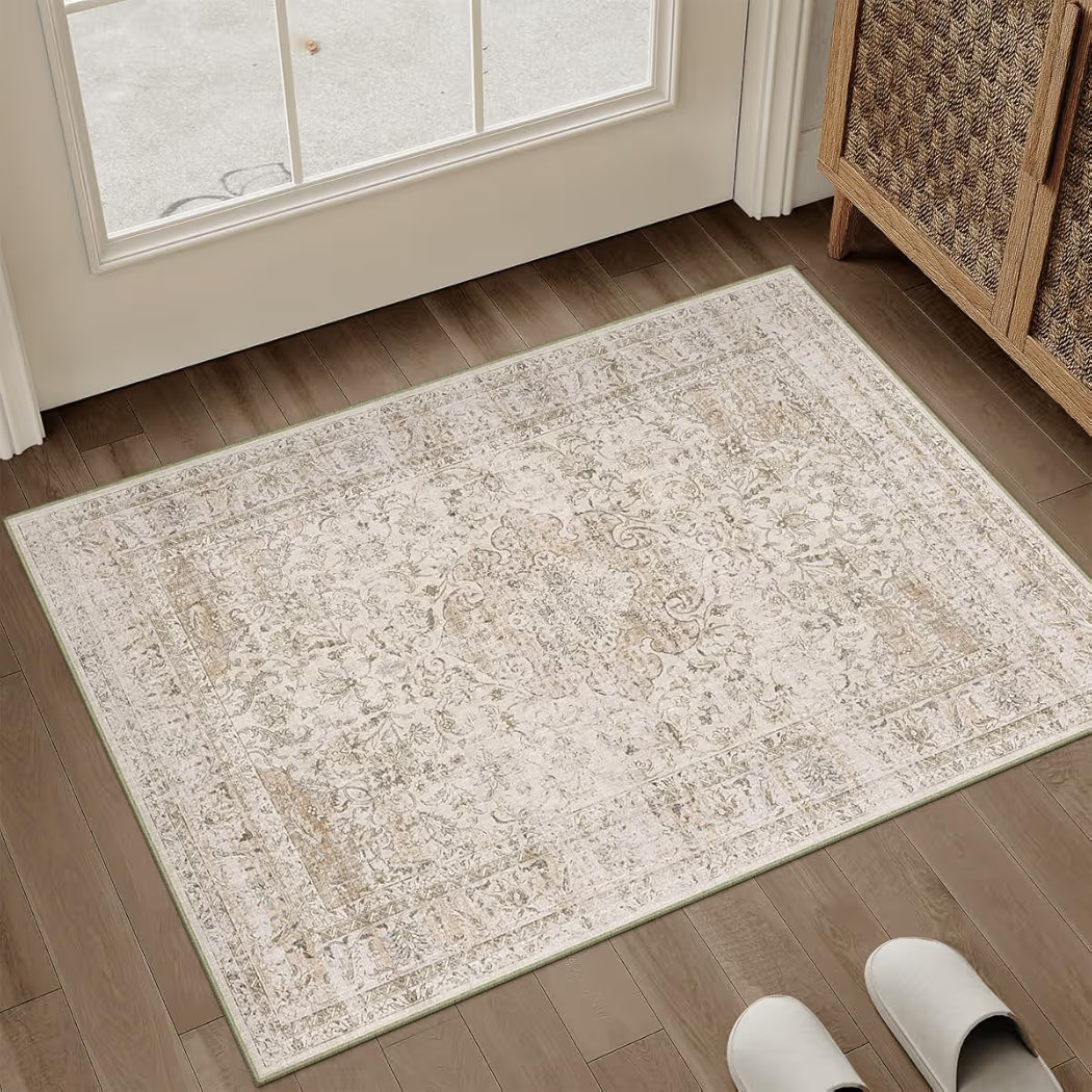 2x3 Area Rug Carpet Door Mat Throw Rug Beige Vintage Traditional for Kitchen Bathroom Entryway
  ... | Amazon (US)