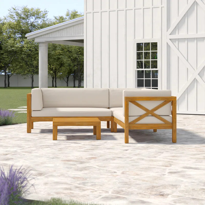 Ansel Solid Wood 5 - Person Seating Group with Cushions | Wayfair North America