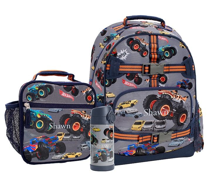 Mackenzie Hot Wheels Monster Trucks™ Backpack & Lunch Bundle, Set of 3 | Pottery Barn Kids