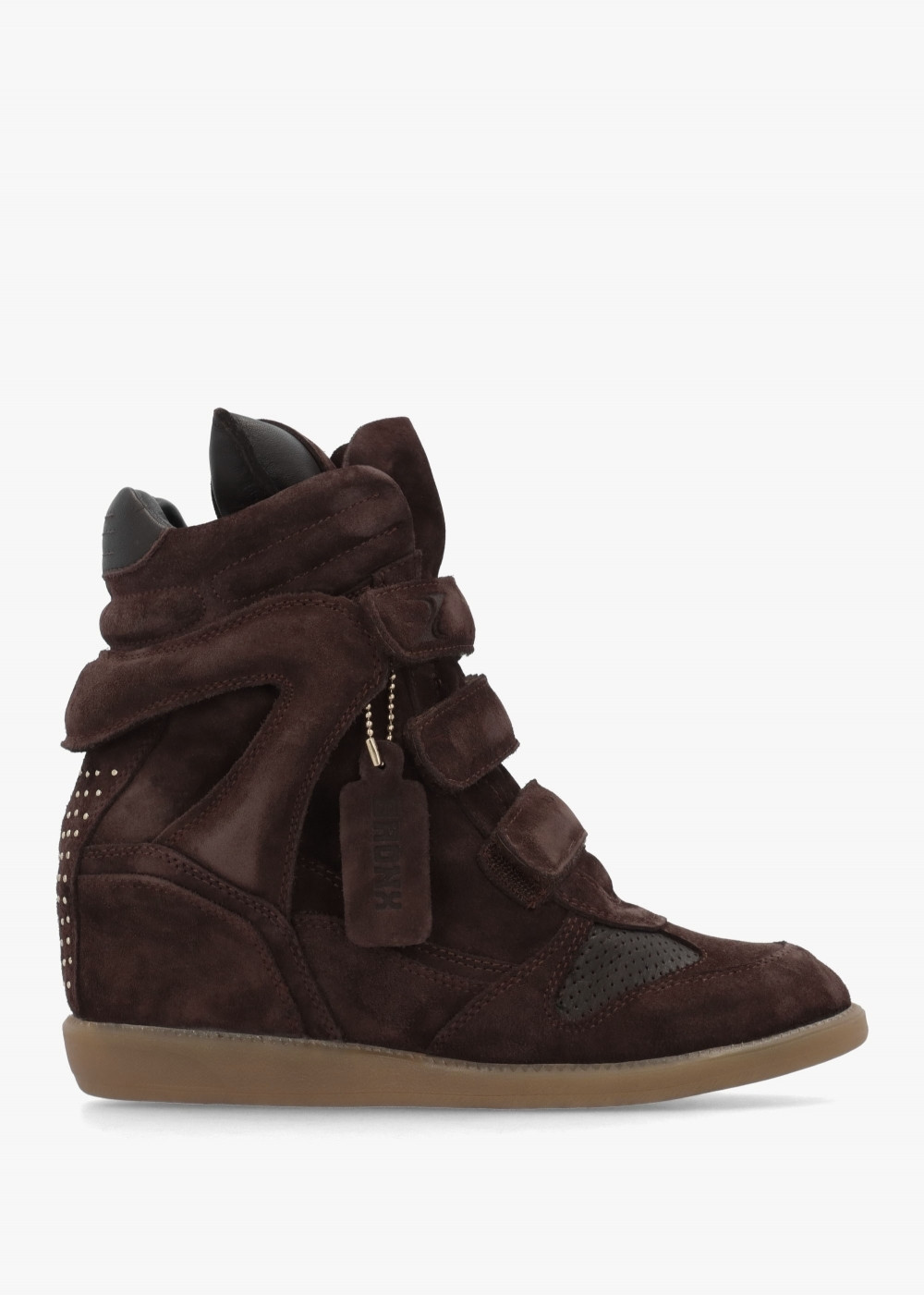 JAE-YY Coffee Bean Suede High Top Wedge Trainers | Daniel Footwear (UK)