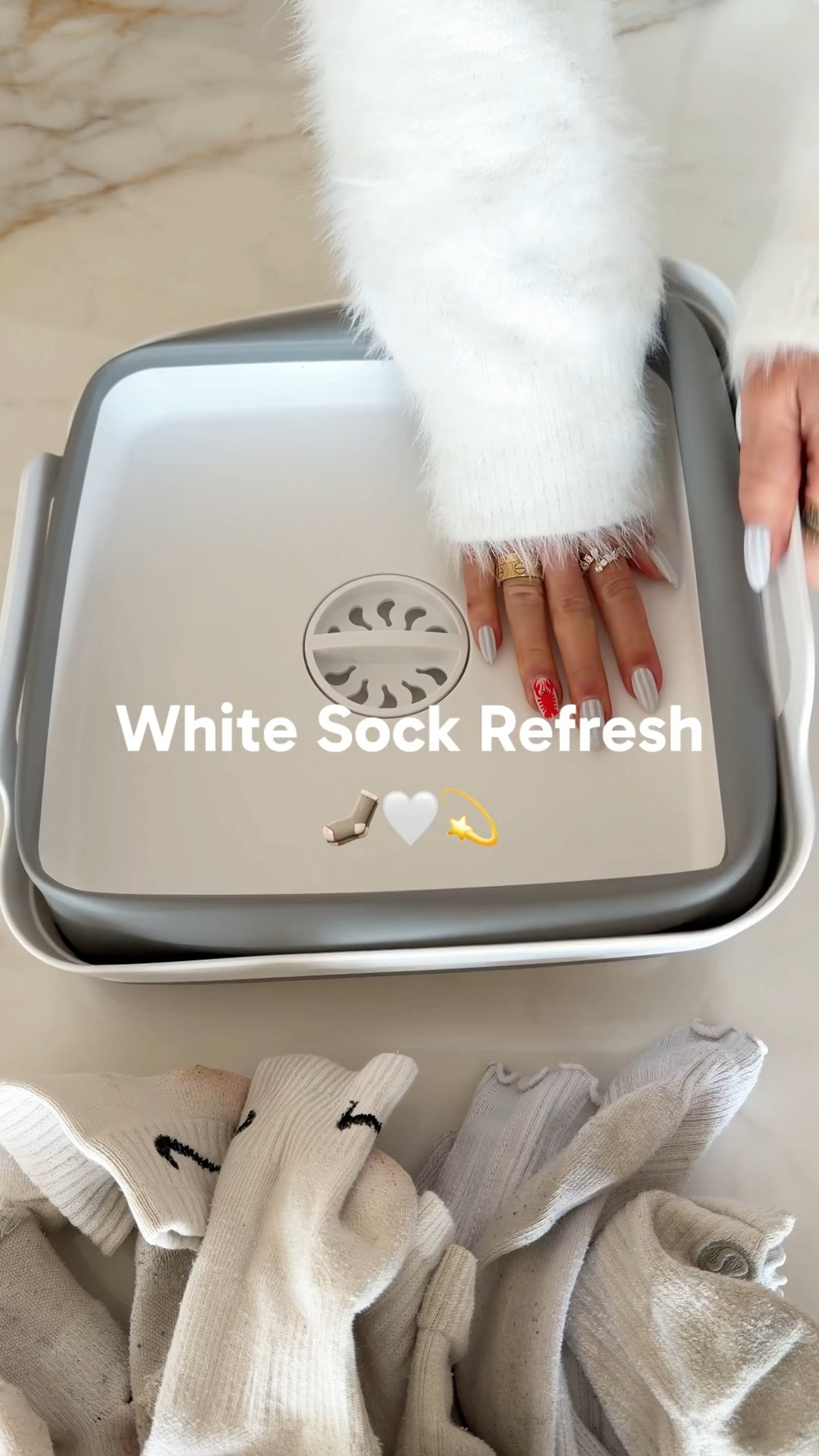 Favorite laundry day hack! 🤍 This works on white socks, towels, T-shirts, and just about any white clothing that needs a refresh. I was honestly shocked by the results🤍It made yellowed, dingy, and stained whites look so much brighter and everything looks new again! 

 #LTKHome
