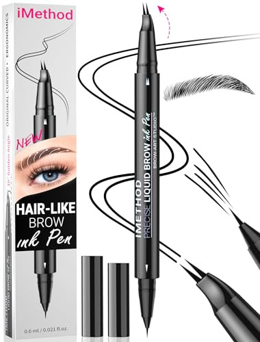 iMethod Curved Eyebrow Pen - Eyebrow Pencil, Brow Pencil 2-in-1 Dual-Ended Microblading Eyebrow Pen with Micro-Fork-Tip and Precise Brush-Tip Create Natural Hair-Like Brows, Last All-Day, Black | Amazon (US)