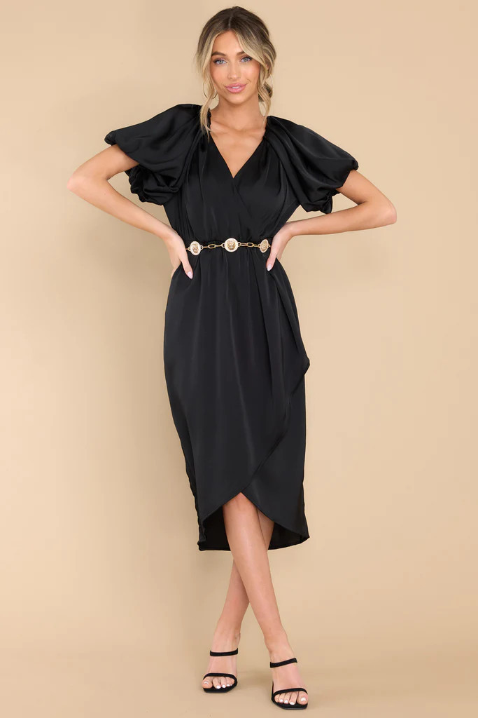 Enchanting Goddess Black Midi Dress | Red Dress 