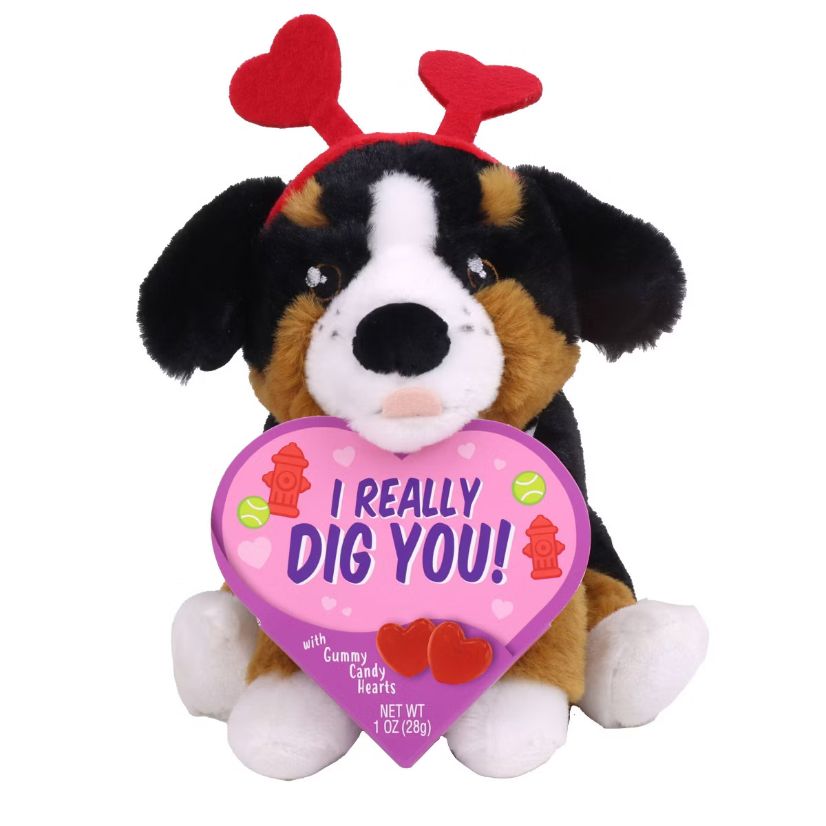 Frankford Valentine's Day Bernese Mountain Dog Plush with Gummy Candy Hearts - 1oz | Target