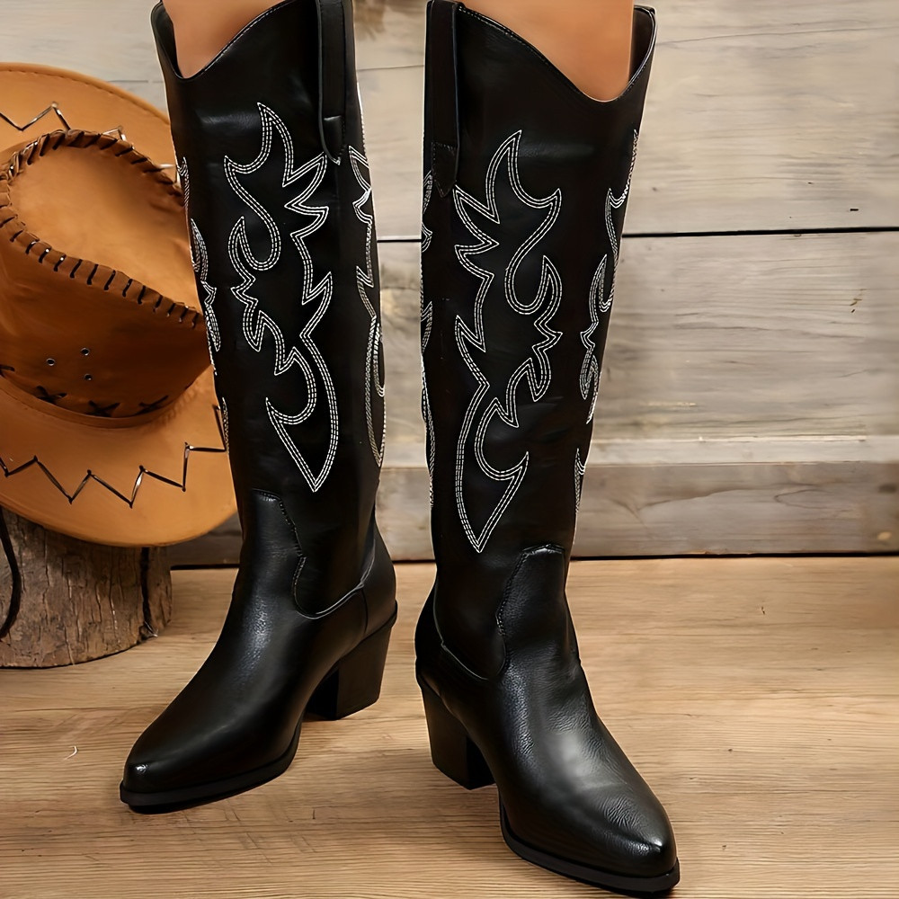 Women's Cowgirl Fashion Pull Tall Western Boots - Temu | Temu Affiliate Program