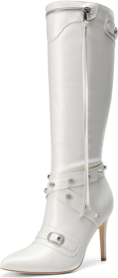 DREAM PAIRS Women's Metallic Stiletto Heeled Knee-High Boots, Fashion Thigh High Pointed Toe Dres... | Amazon (US)