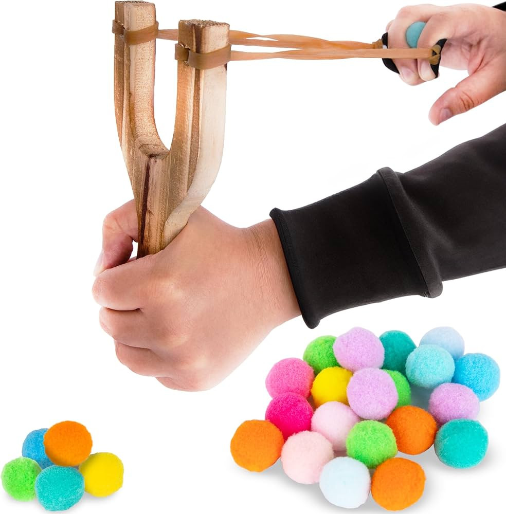 ArtCreativity Wooden Slingshot with 20 Balls - Wood Slingshot for Kids - Shoots Balls Over 20 Fee... | Amazon (US)