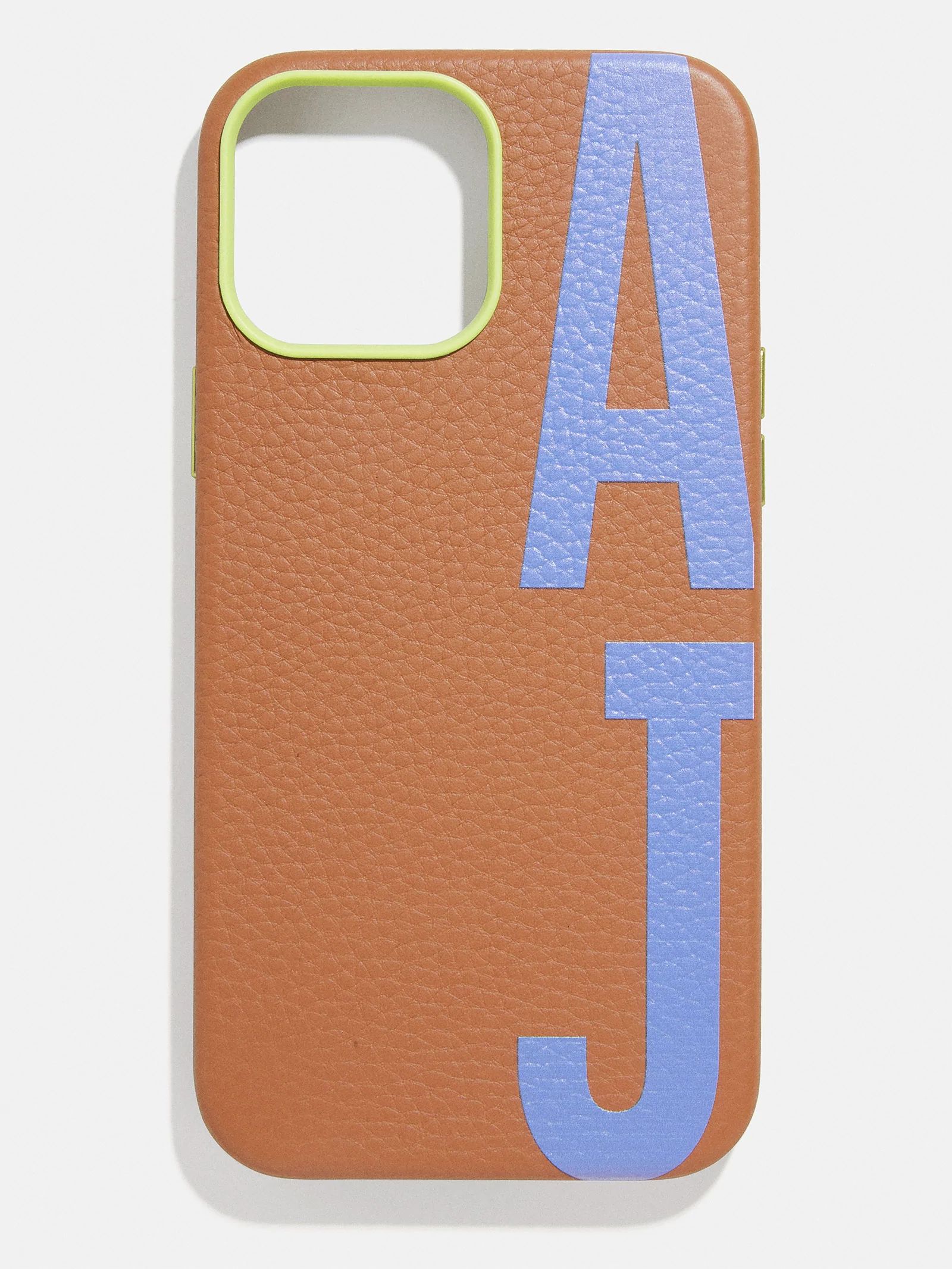Leather Custom Initial iPhone Case - Brown/Blue/Green | BaubleBar (US)