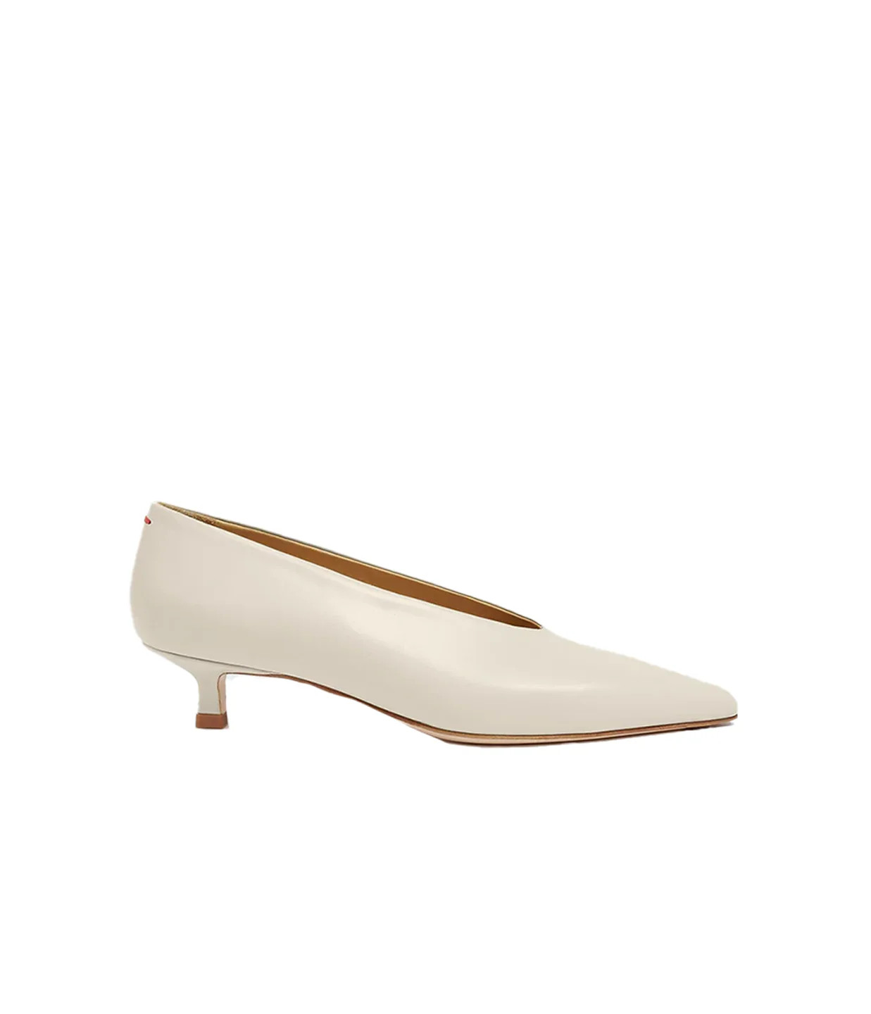 Clara Goat Leather Heeled Ballet in Creamy | Mode Sportif
