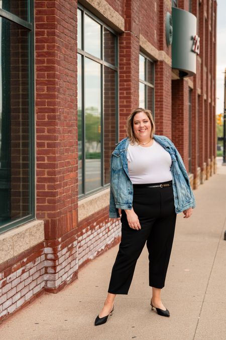 Easy plus size work pants that are so comfortable and don't wrinkle easily! I also love the Anthropologie keeper belts! The bigger ones are sold out, but the thinner ones are in stock. The shoes are perfect toe clevage. I love them. And the denim jacket is Able. The best denim jacket made. Feels vintage and perfectly broken in. This is the clean version. Use code SISTER15 for $30 off  

For 20% off 1 regular price item at Athleta use code L2X9AMLSD7

Apple shape | plus size work | plus size belt | size 12 shoes

#LTKplussize #LTKshoecrush #LTKstyletip