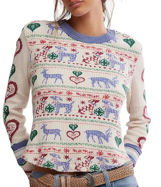 Free People We The Free Blissful Printed Scoop Neck Long Sleeve Layering Tee | Dillard's | Dillard's