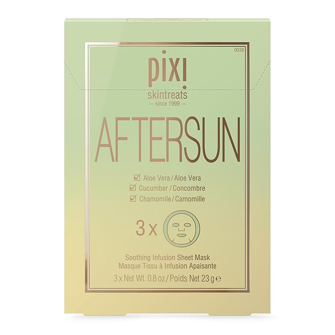 Pixi Beauty Aftersun Sheet Mask, Instant Calming & Soothing Skin Treatment, Aloe Vera, Cucumber &... | Amazon (US)