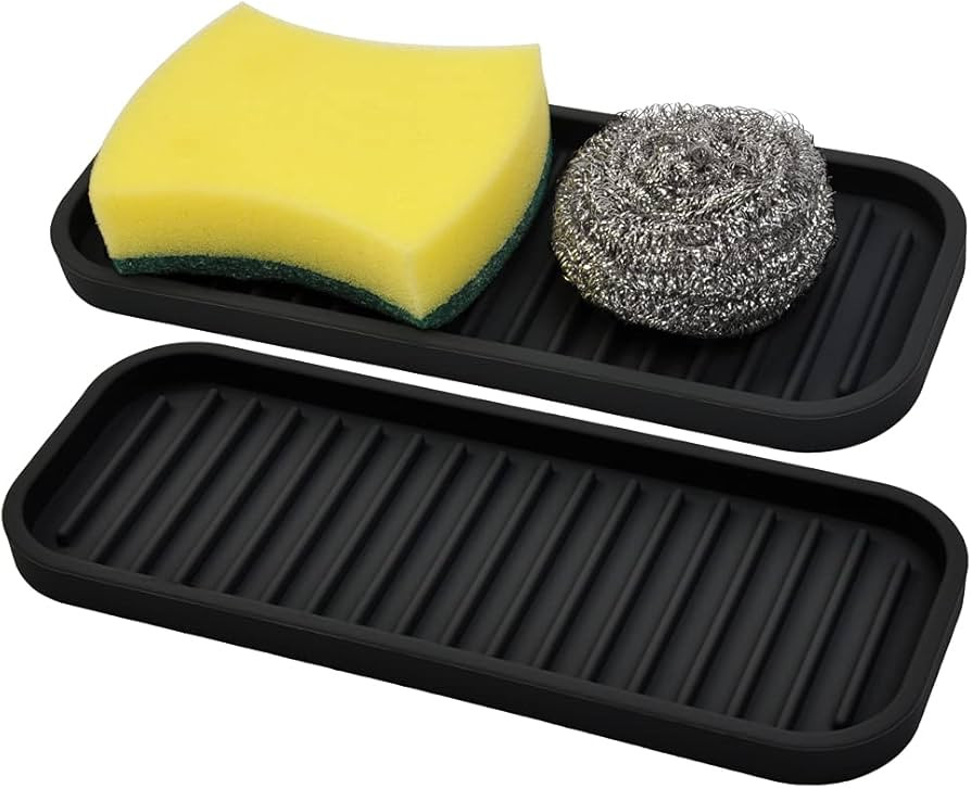Silicone Sponge Holder Kitchen Sink Organizer Tray Dish Caddy Soap Dispenser, Scrubber Spoon Hold... | Amazon (US)