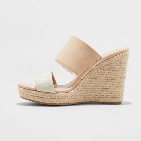 Women's Adelina Microsuede Two Band Espadrille Wedge Pumps - A New Day™ | Target