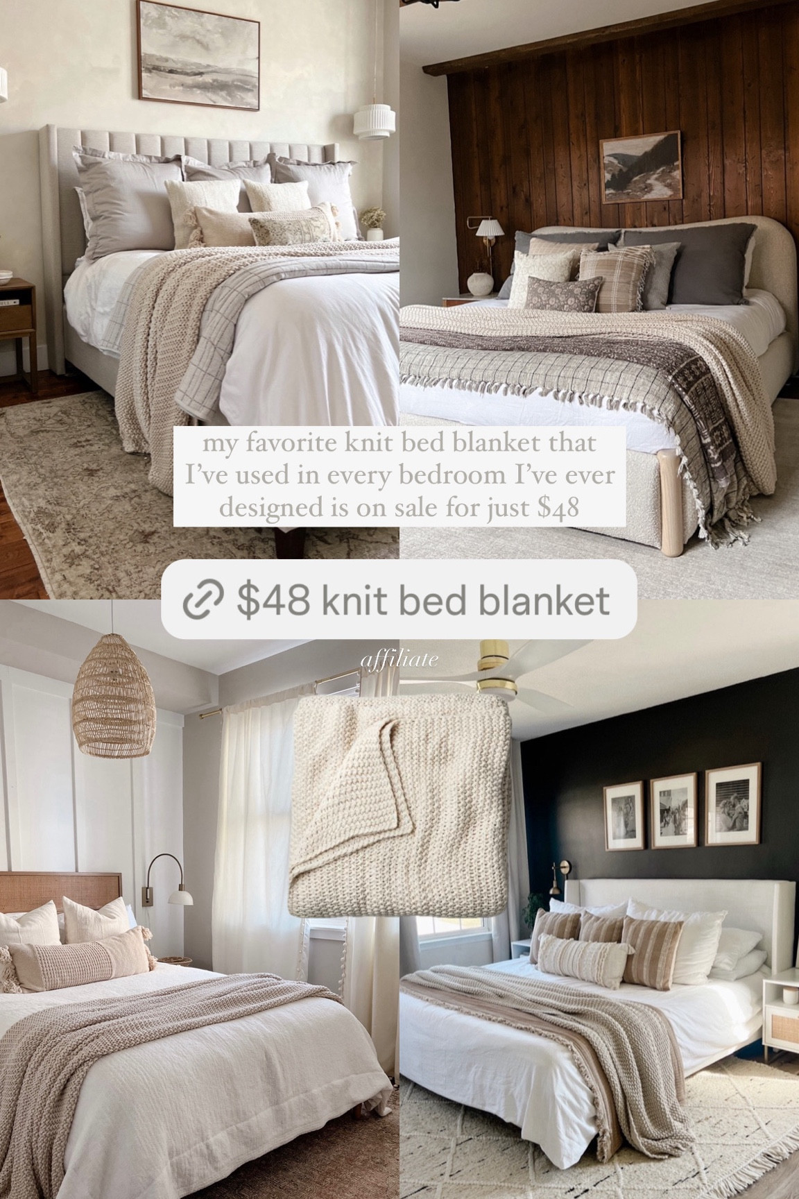 My favorite knit bed blanket that I’ve used in every bedroom I’ve ever designed is on sale for just $48! It comes in king or queen and I love how it actually fits the bed and isn’t too short! 

#LTKHome #LTKFindsUnder50 #LTKSaleAlert