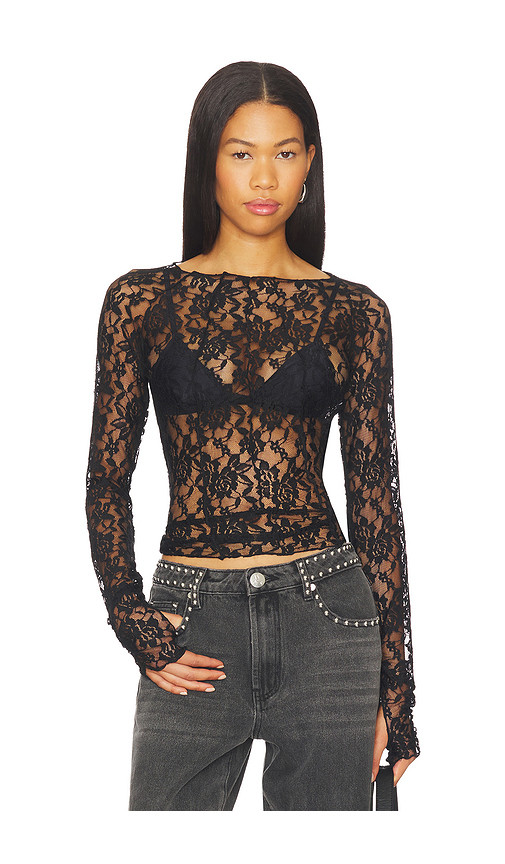 One Teaspoon Wednesday Lace Long Sleeve Top in Black. Taglia XS. Also in S, XXS. | Revolve Clothing (Global)