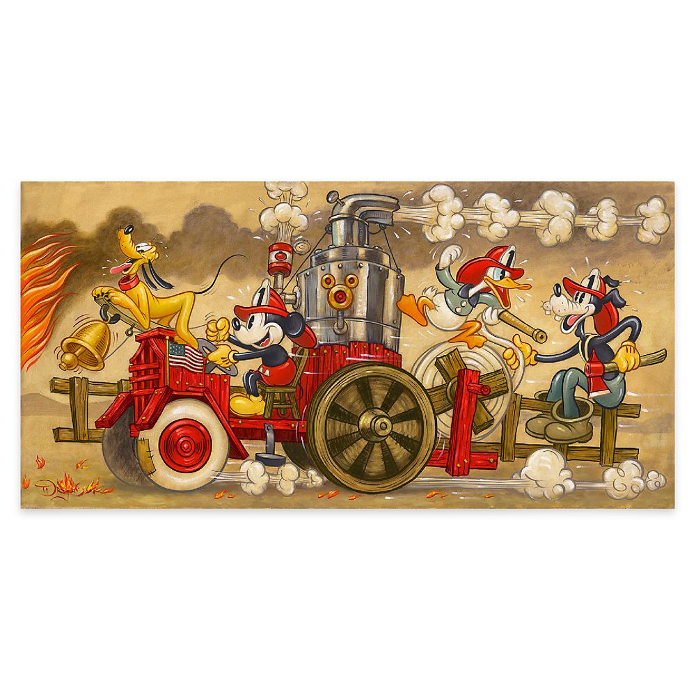 ''Mickey's Fire Brigade'' Gallery Wrapped Canvas by Tim Rogerson \u2013 Limited Edition | Disney Store