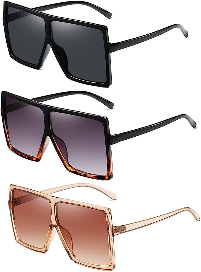 HILBALM Sunglasses （3 packs）for Women Men Retro Aviator Square Goggle Classic Alloy Frame gla... | Amazon (US)