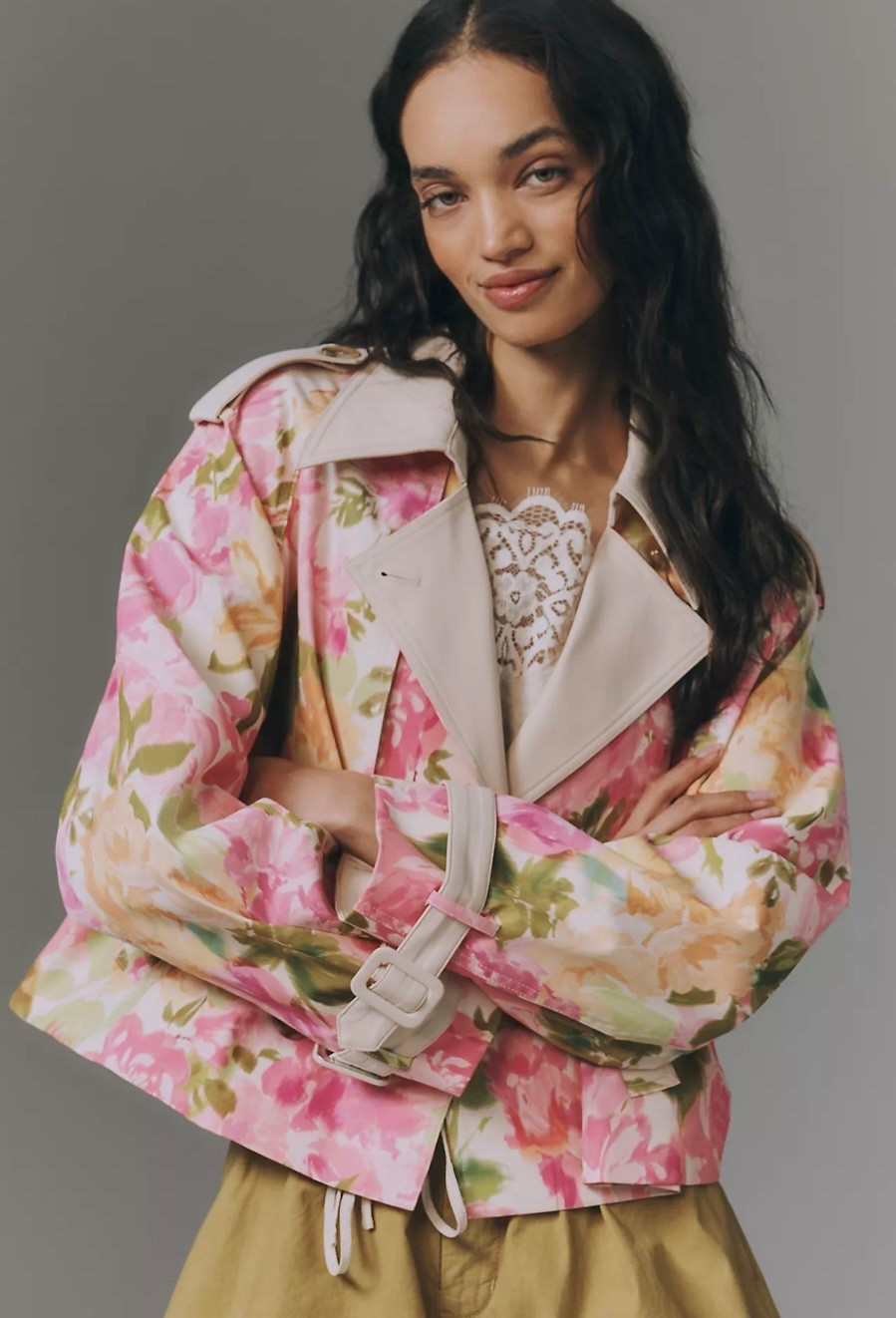 Floral cropped Trench 

#LTKootd #LTKSeasonal #LTKmomlife