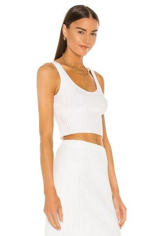 Enza Costa Rib Sweater Knit Cropped Scoop Tank in White from Revolve.com | Revolve Clothing (Global)