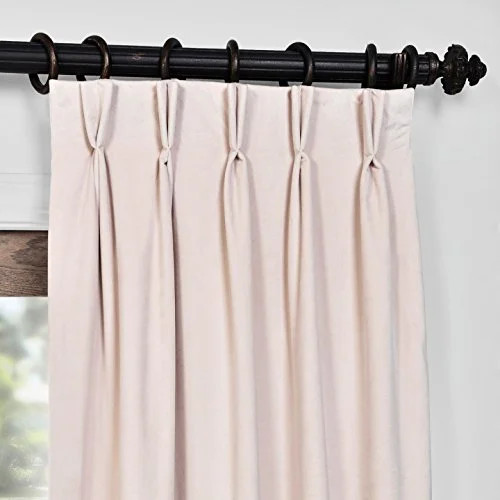 Half Price Drapes Vpch-120601-84-Fp Signature Pleated Blackout Velvet Curtain, 25 X 84", Ivory | Walmart (US)