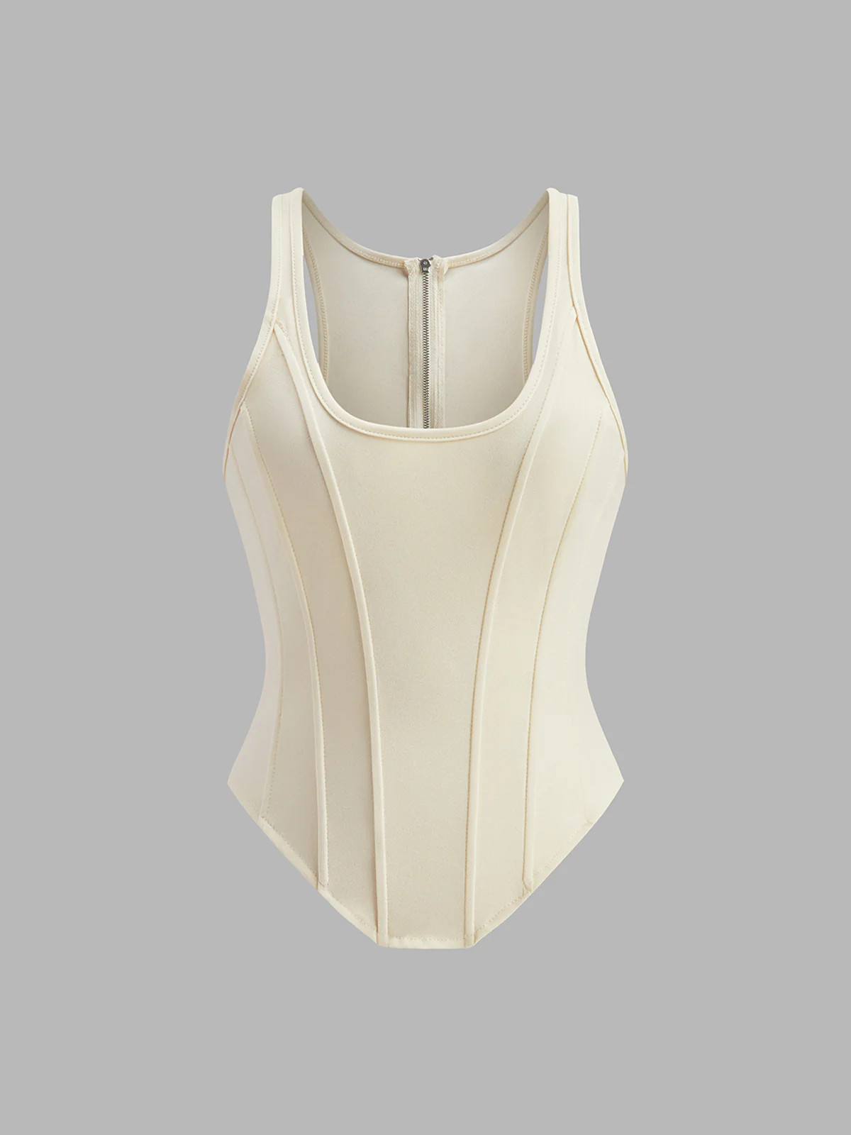 Sleeveless Tied Back Zipper Top | Commense
