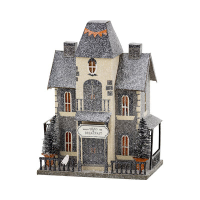 Dead & Breakfast Halloween Village Light Up Paper House | My Mind's Eye