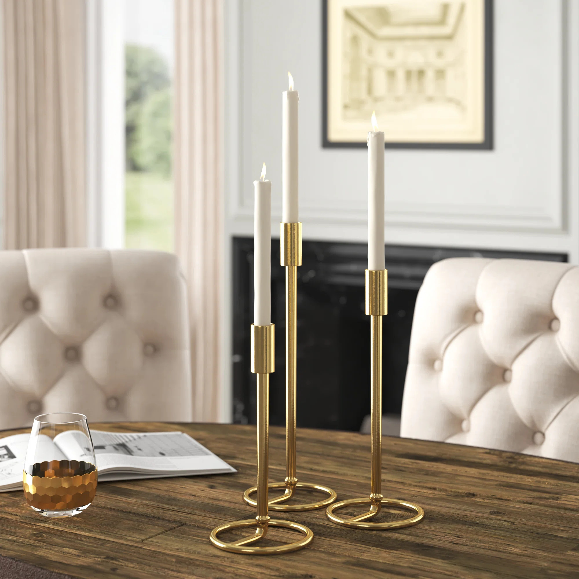 14.25'' H Aluminum Tabletop Candlestick | Wayfair North America