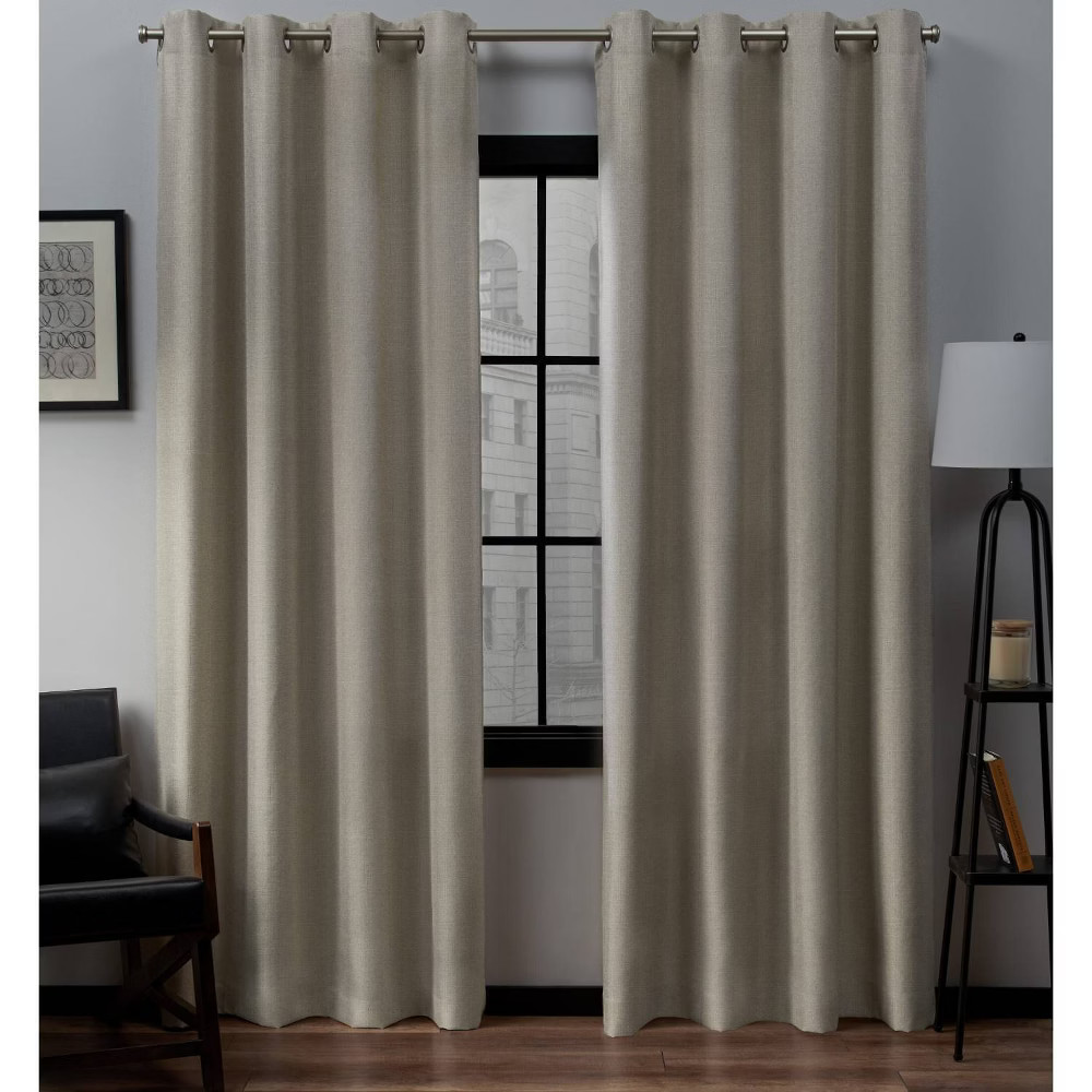 Set of 2 (84""x52"") Loha Linen Grommet Top Light Filtering Curtain Panel Natural - Exclusive Home | Target