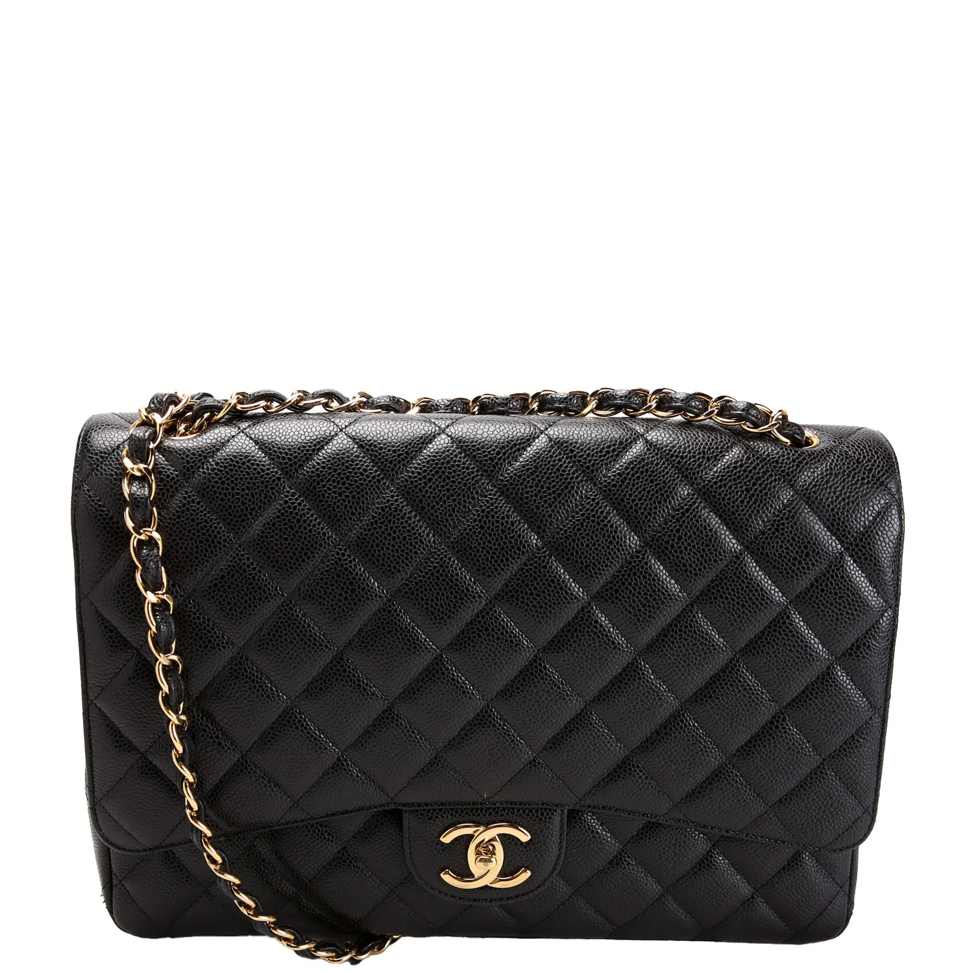 Classic Flap Max Caviar 17M Black/Gold | Keeks Designer Handbags