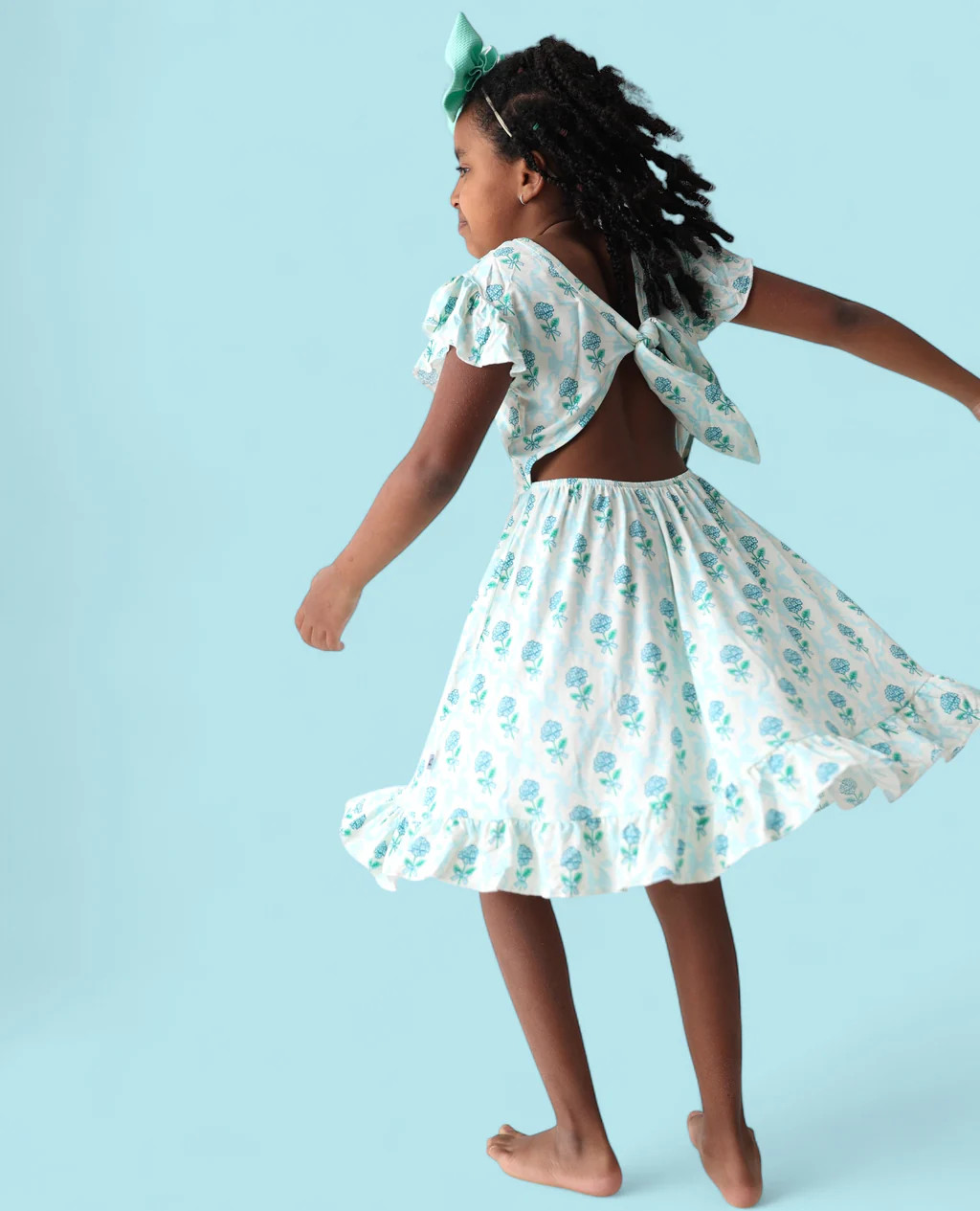 BLUE RIBBON BLOOMS DREAM TIE BACK RUFFLE DRESS | Dream Big Little Co.